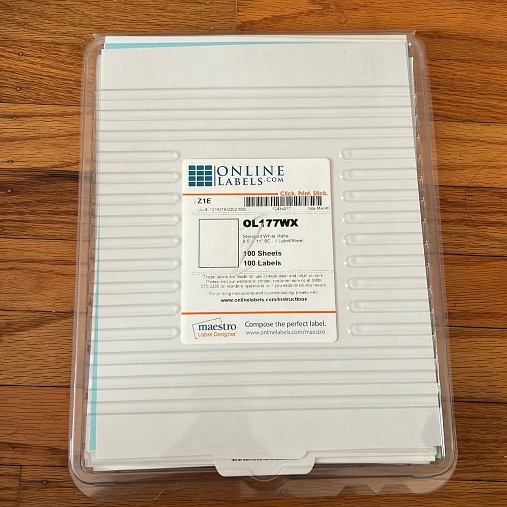 100 Sticker Sheet Labels | Standard White Matte